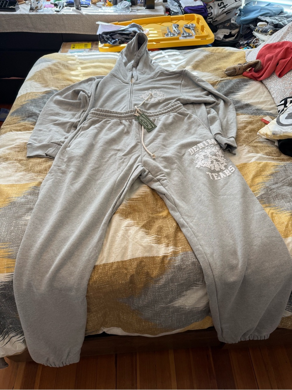 Denim Tears Full University Set Grey Men’s Zip Up Hoodie & Sweats l Size XL